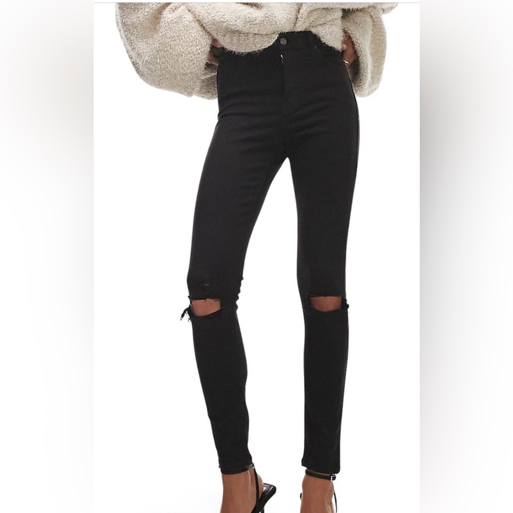 Topshop Jamie High Waist Ripped Skinny Jeans, size 26